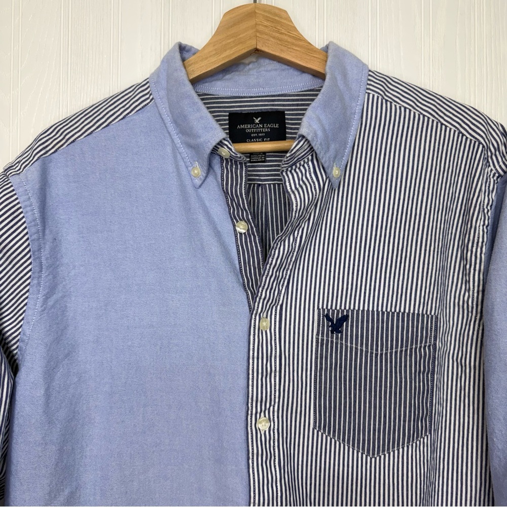 AEO Classic fit mixed pattern button down shirt s… - image 2